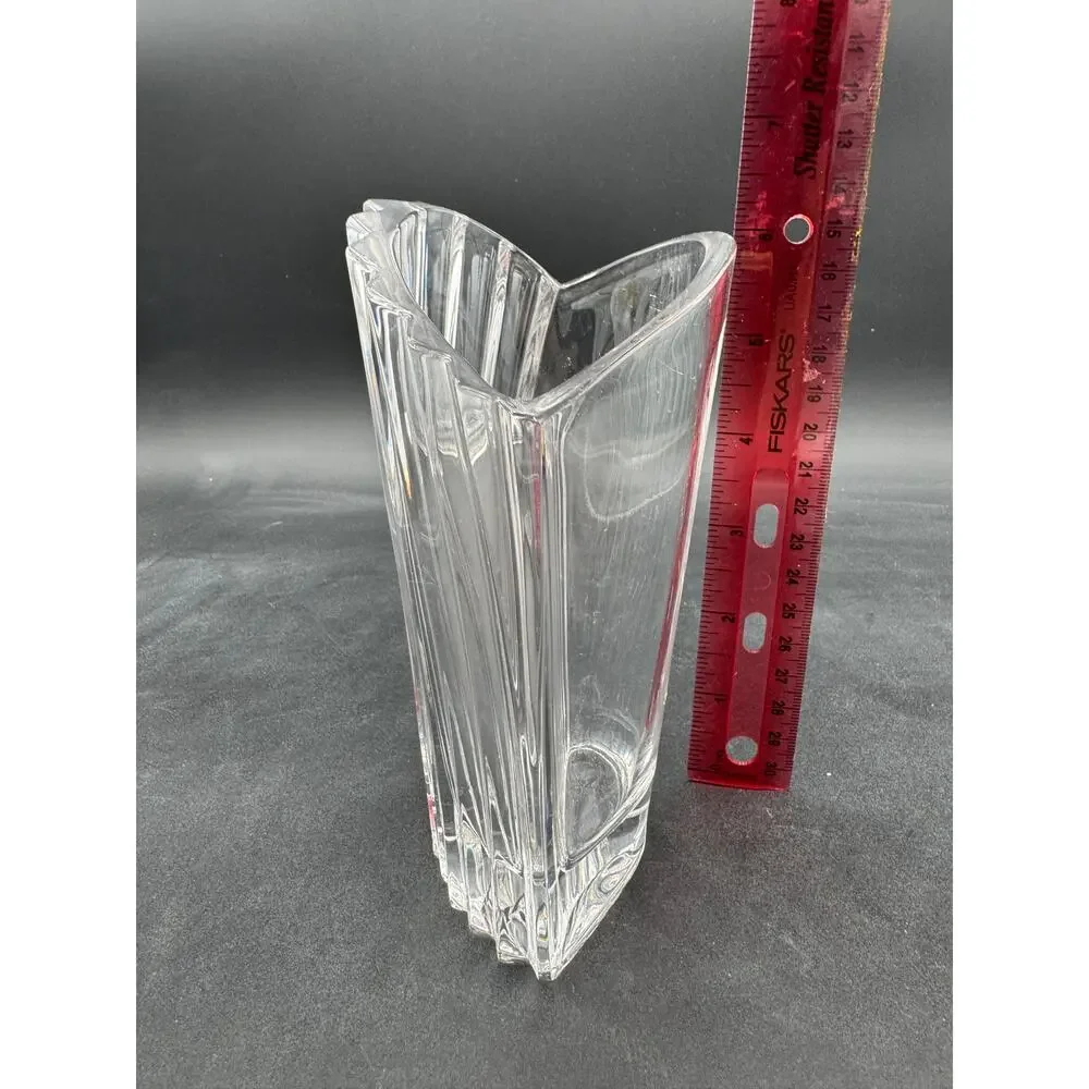 Vintage Gorham Crystal Esprit Ribbed Heart Vase 6.5